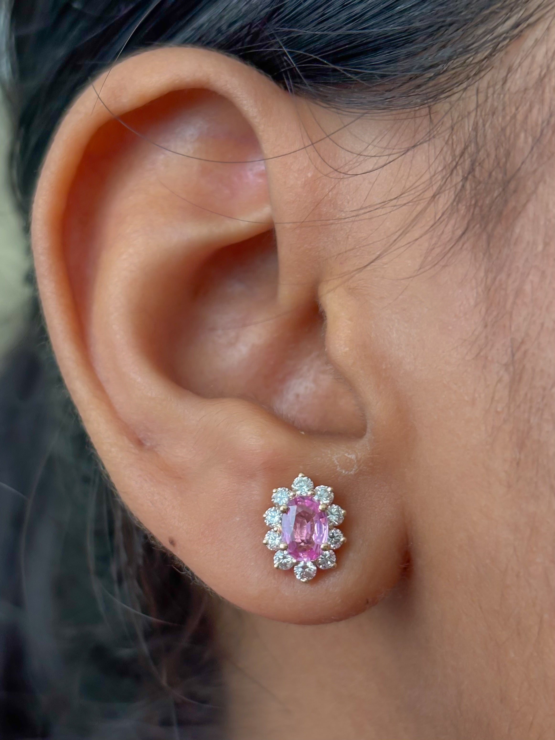 JPERG-4631/13129 Pink Sapphire Diamond Earring | 14K