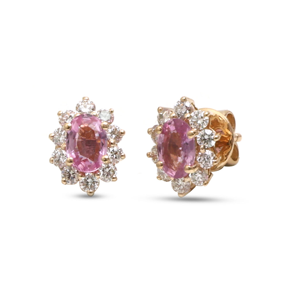 JPERG-4631/13129 Pink Sapphire Diamond Earring | 14K