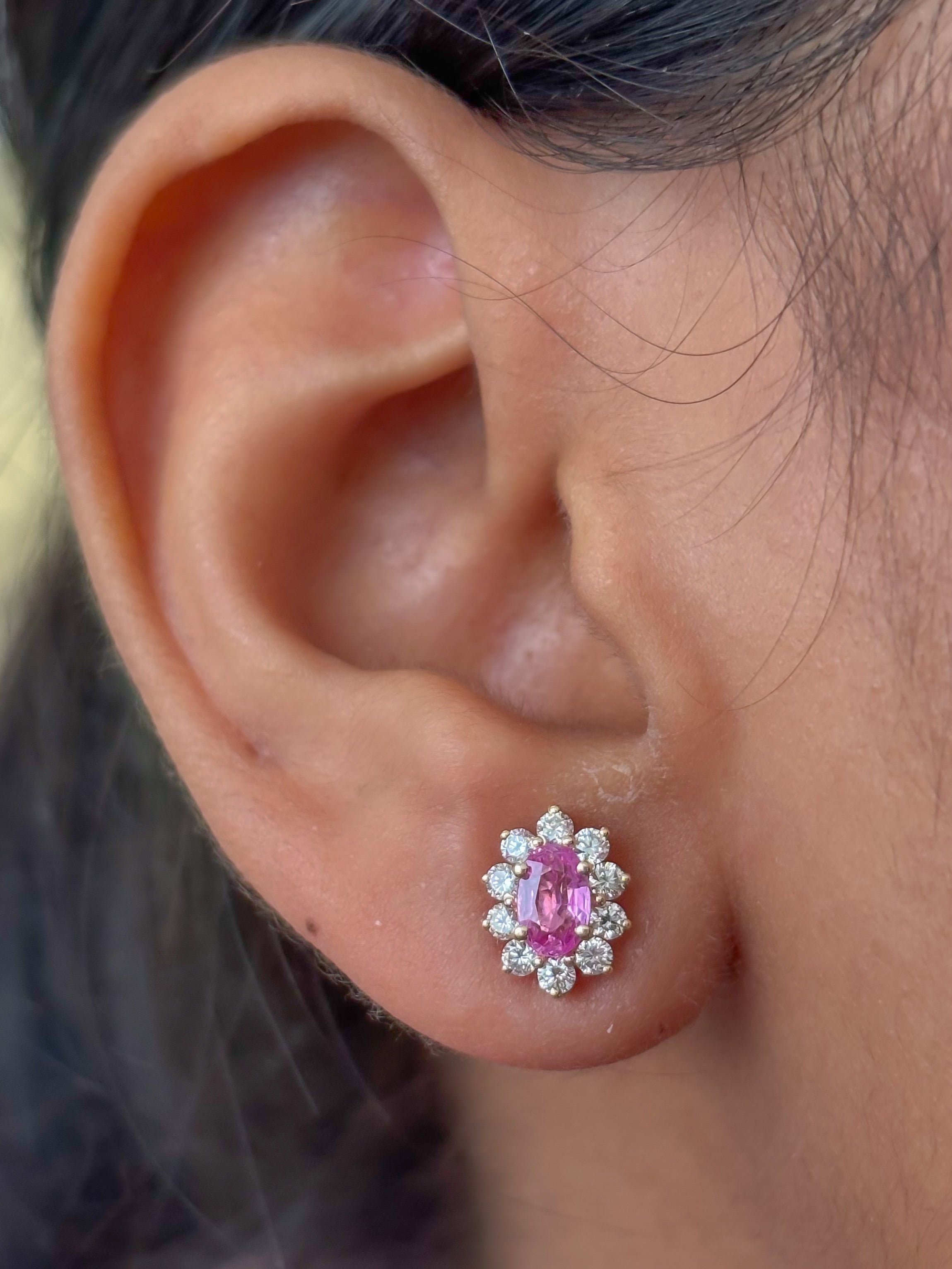 JPERG-4632/13130 Pink Sapphire Diamond Earring | 14K