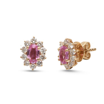 JPERG-4632/13130 Pink Sapphire Diamond Earring | 14K