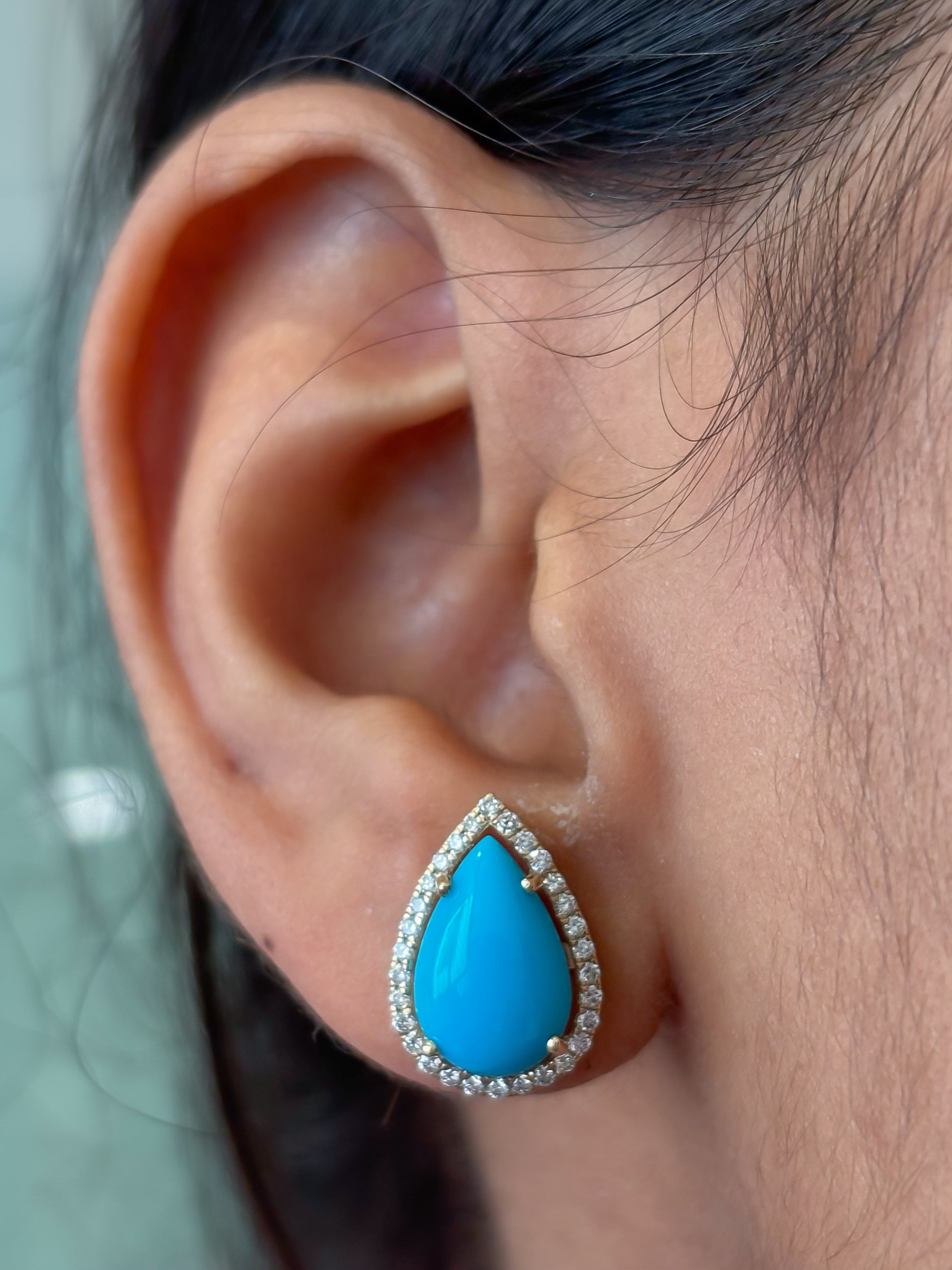 JPERG-4636/13188 Turquoise Diamond Earring | 14K