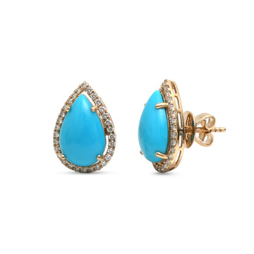 JPERG-4636/13188 Turquoise Diamond Earring | 14K