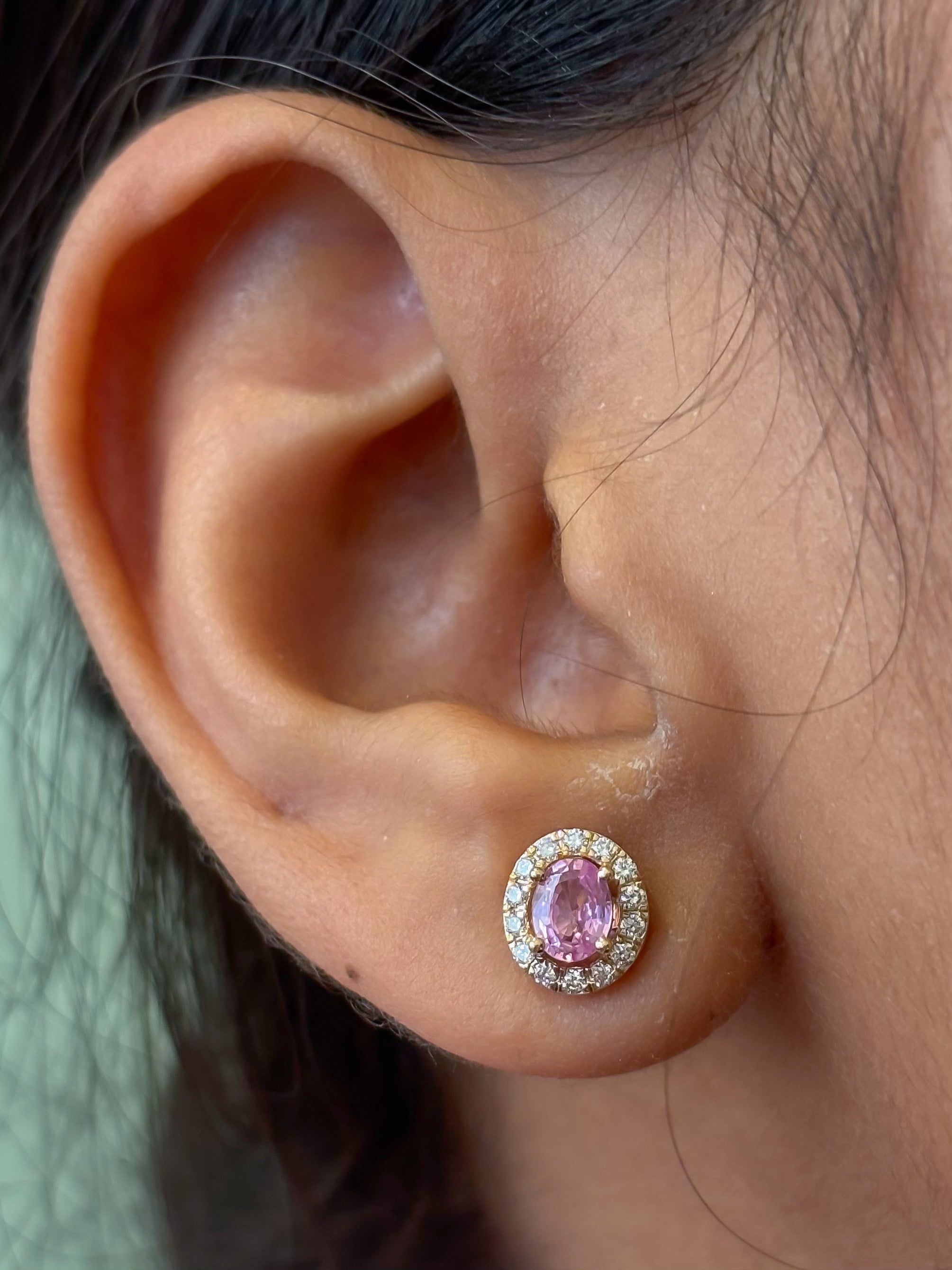 JPERG-4637/13189 Pink Sapphire Diamond Earring | 14K