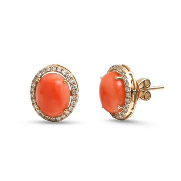 JPERG-4639/13192 Diamond Coral Earring | 14K