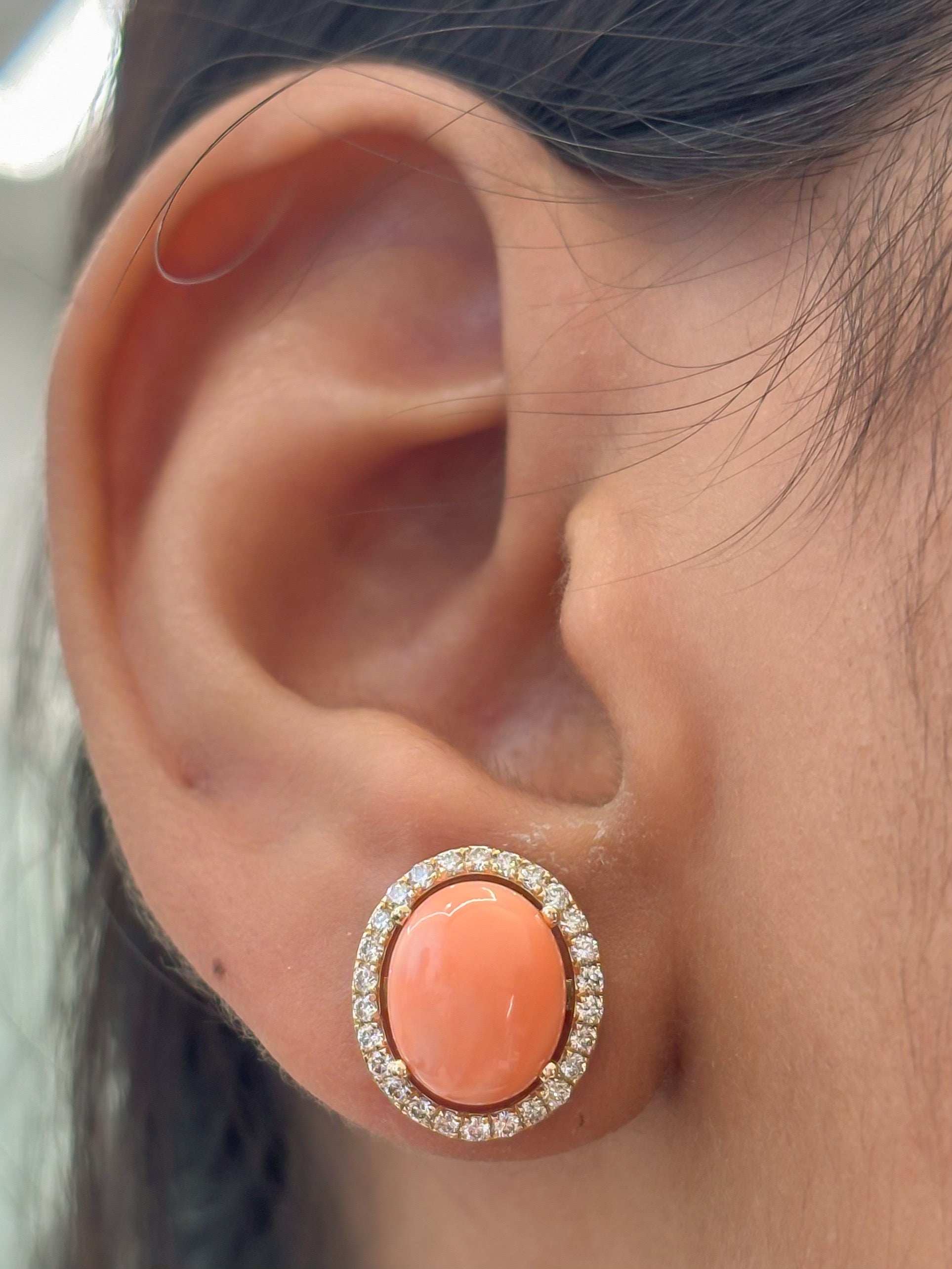 JPERG-4640/13193 Diamond Coral Earring | 14K