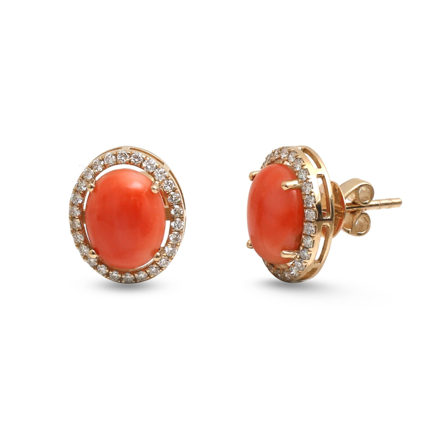 JPERG-4641/13194 Diamond Coral Earring | 14K