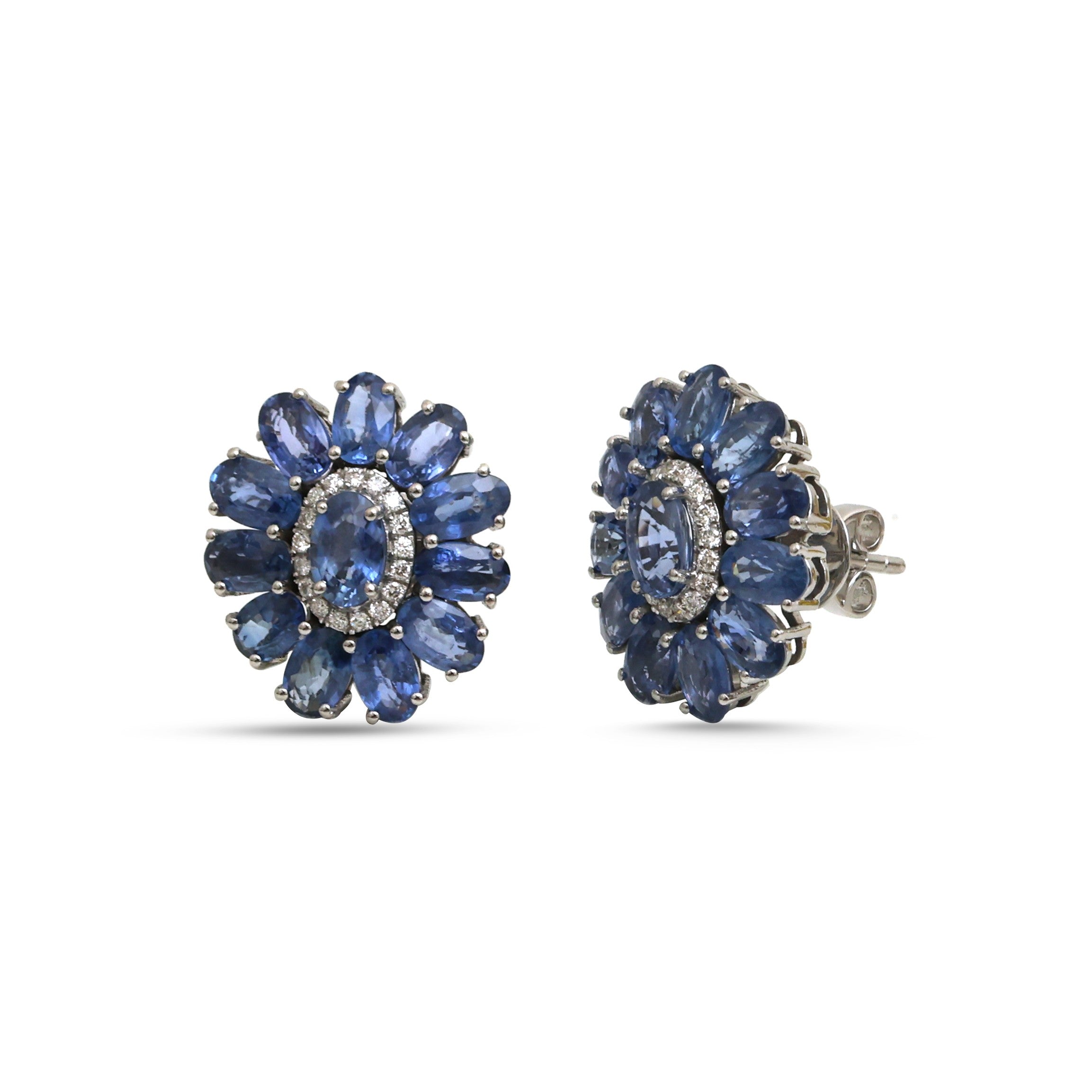 JPERG-4649/13202 Diamond Blue Sapphire Earring | 14K