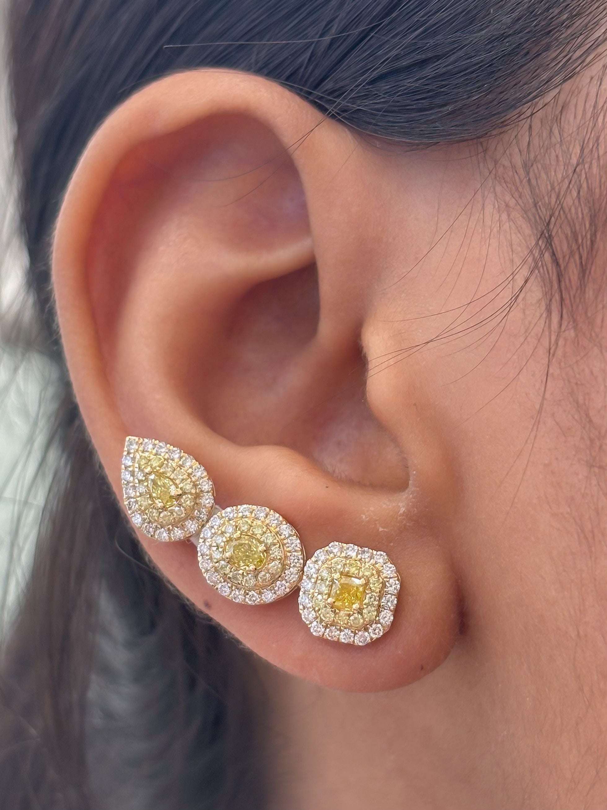 JPERG-4654/13235 Yellow Diamond Diamond Earring | 18K