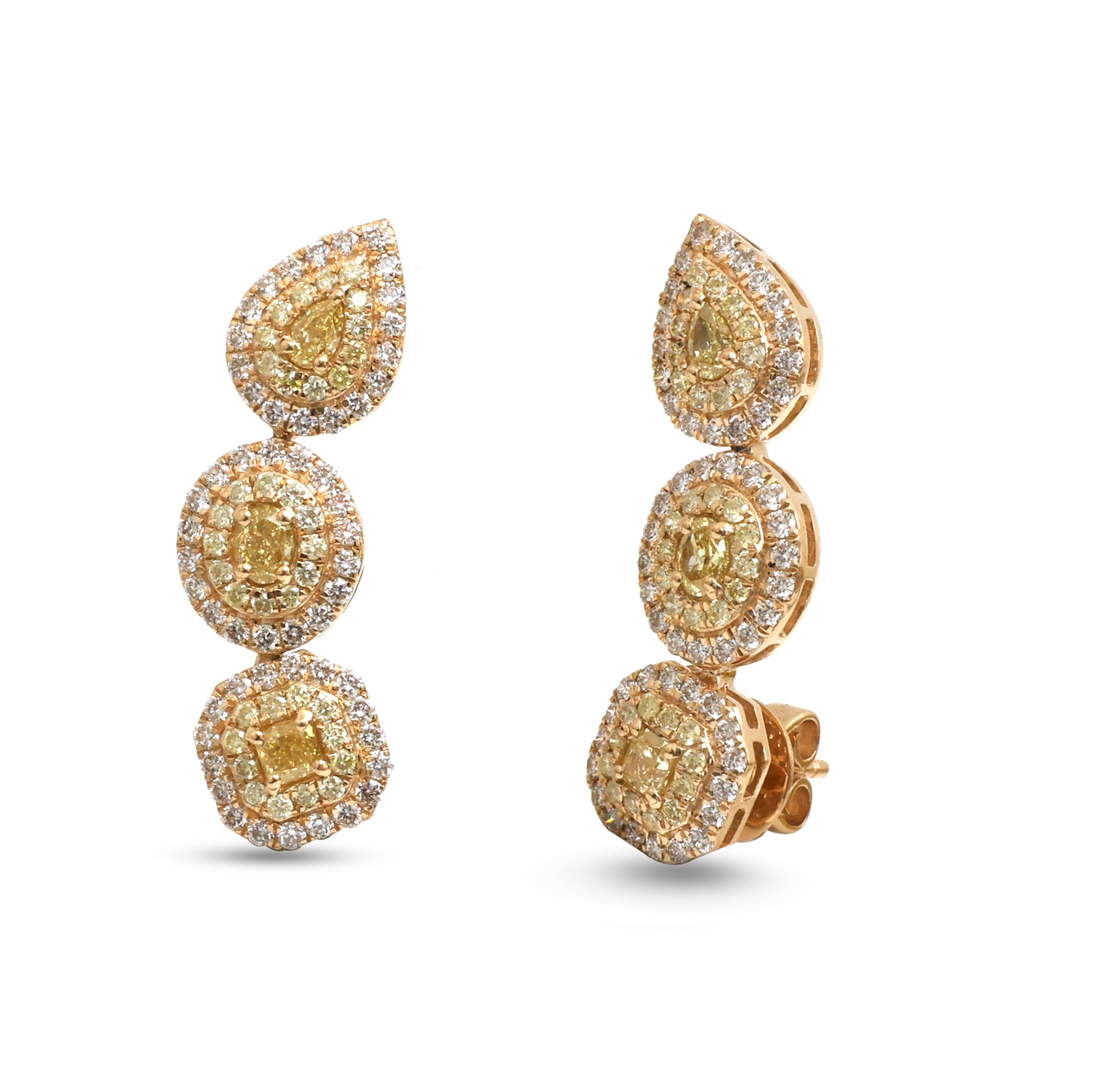 JPERG-4654/13235 Yellow Diamond Diamond Earring | 18K