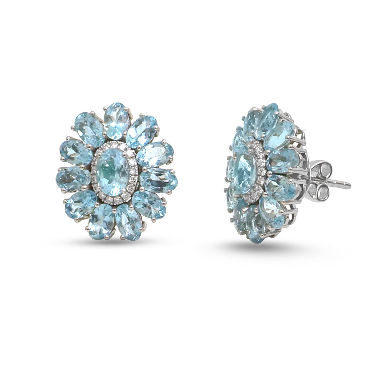 JPERG-4657/13241 Diamond Aquamarine Earring | 14K