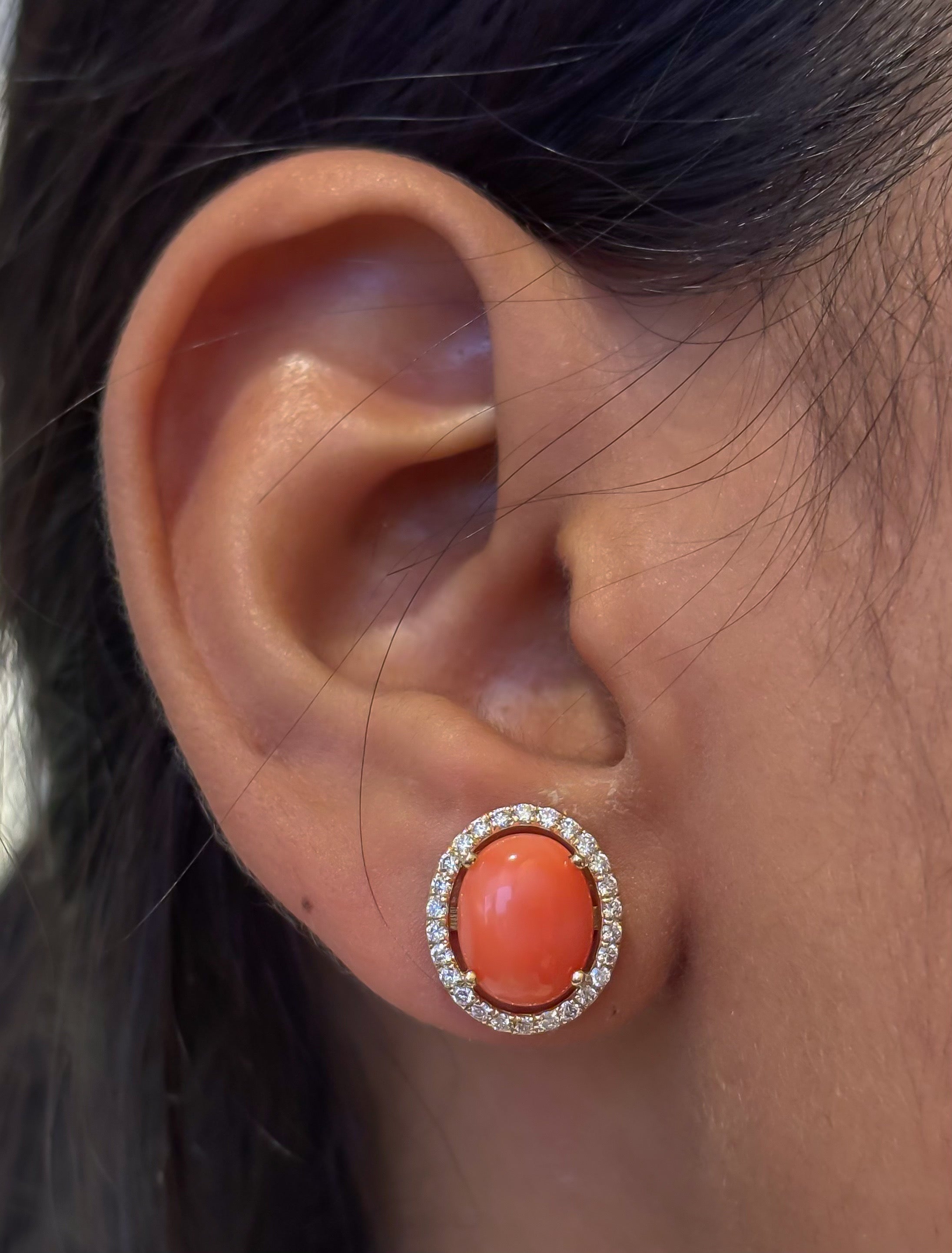 JPERG-4659/13249 Diamond Coral Earring | 14K