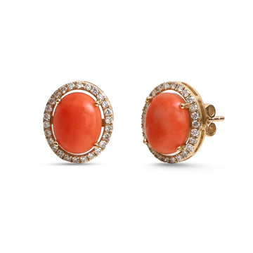 JPERG-4659/13249 Diamond Coral Earring | 14K