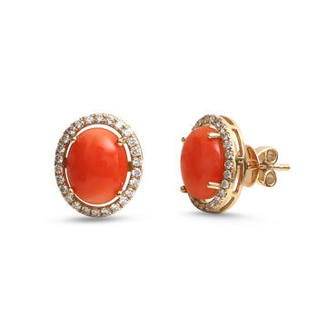 JPERG-4660/13250 Diamond Coral Earring | 14K