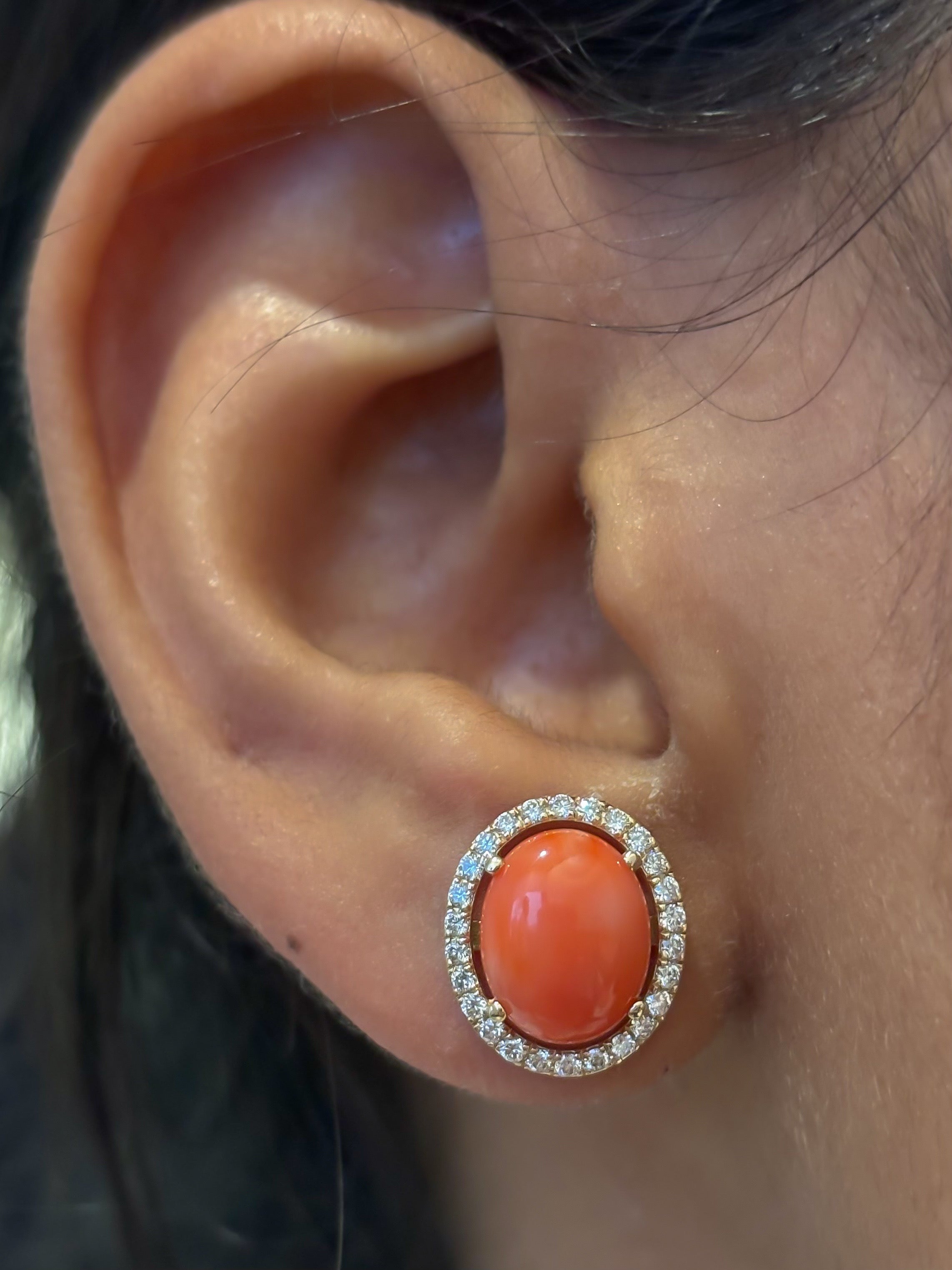 JPERG-4661/13251 Diamond Coral Earring | 14K