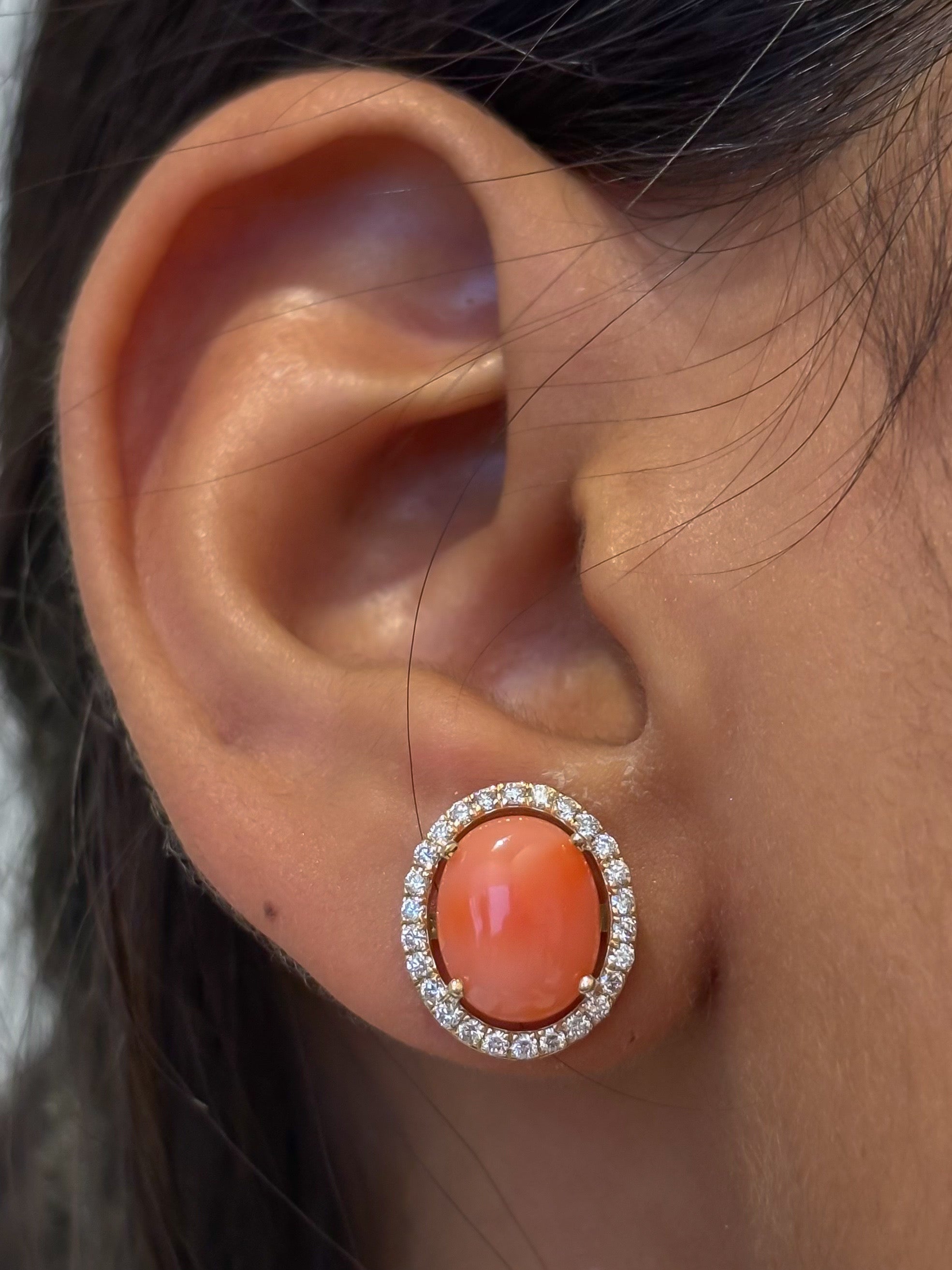 JPERG-4662/13252 Diamond Coral Earring | 14K