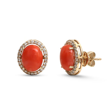 JPERG-4662/13252 Diamond Coral Earring | 14K