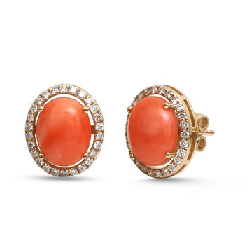 JPERG-4663/13253 Diamond Coral Earring | 14K
