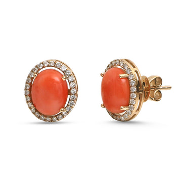 JPERG-4664/13254 Diamond Coral Earring | 14K