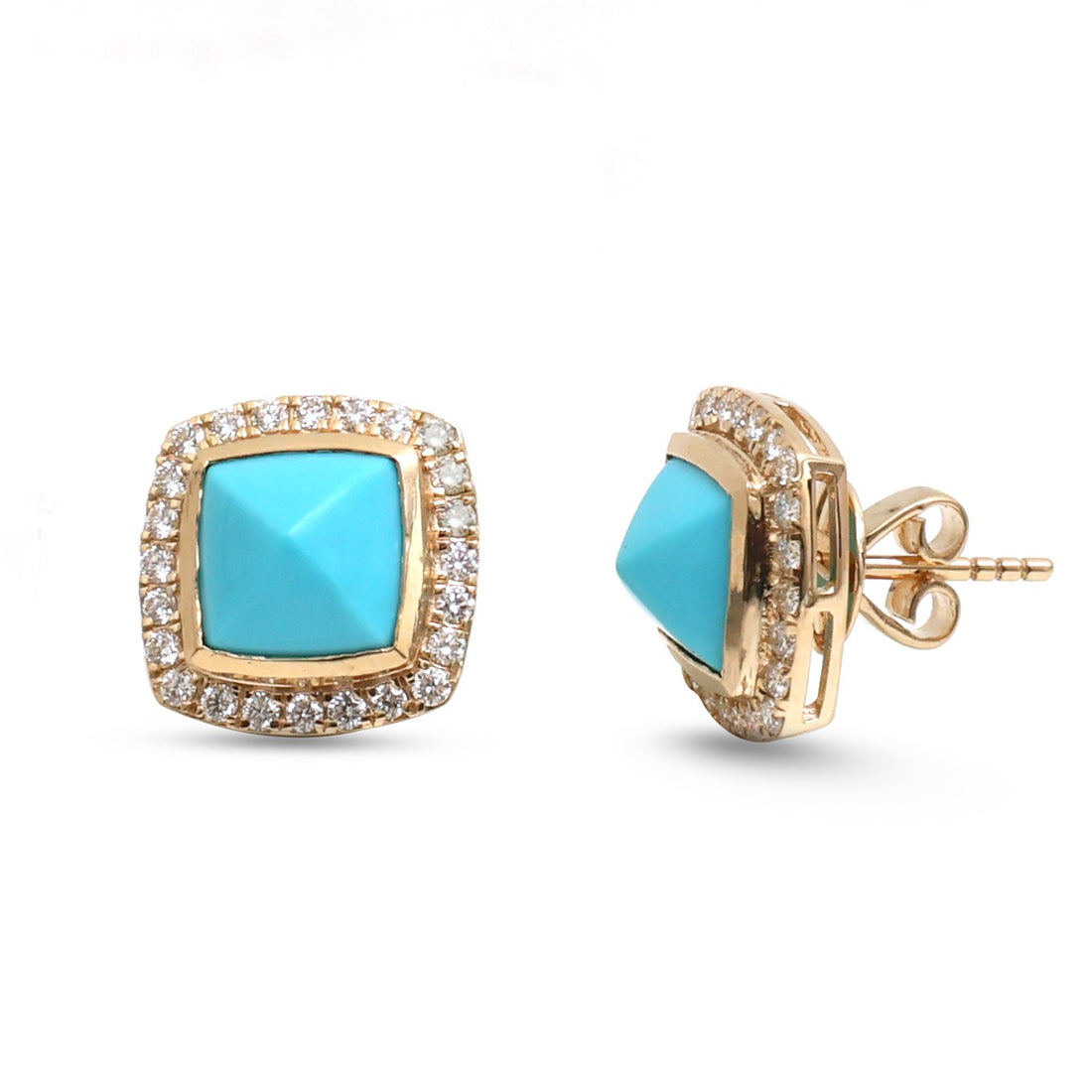 JPERG-4665/13255 Turquoise Diamond Earring | 14K