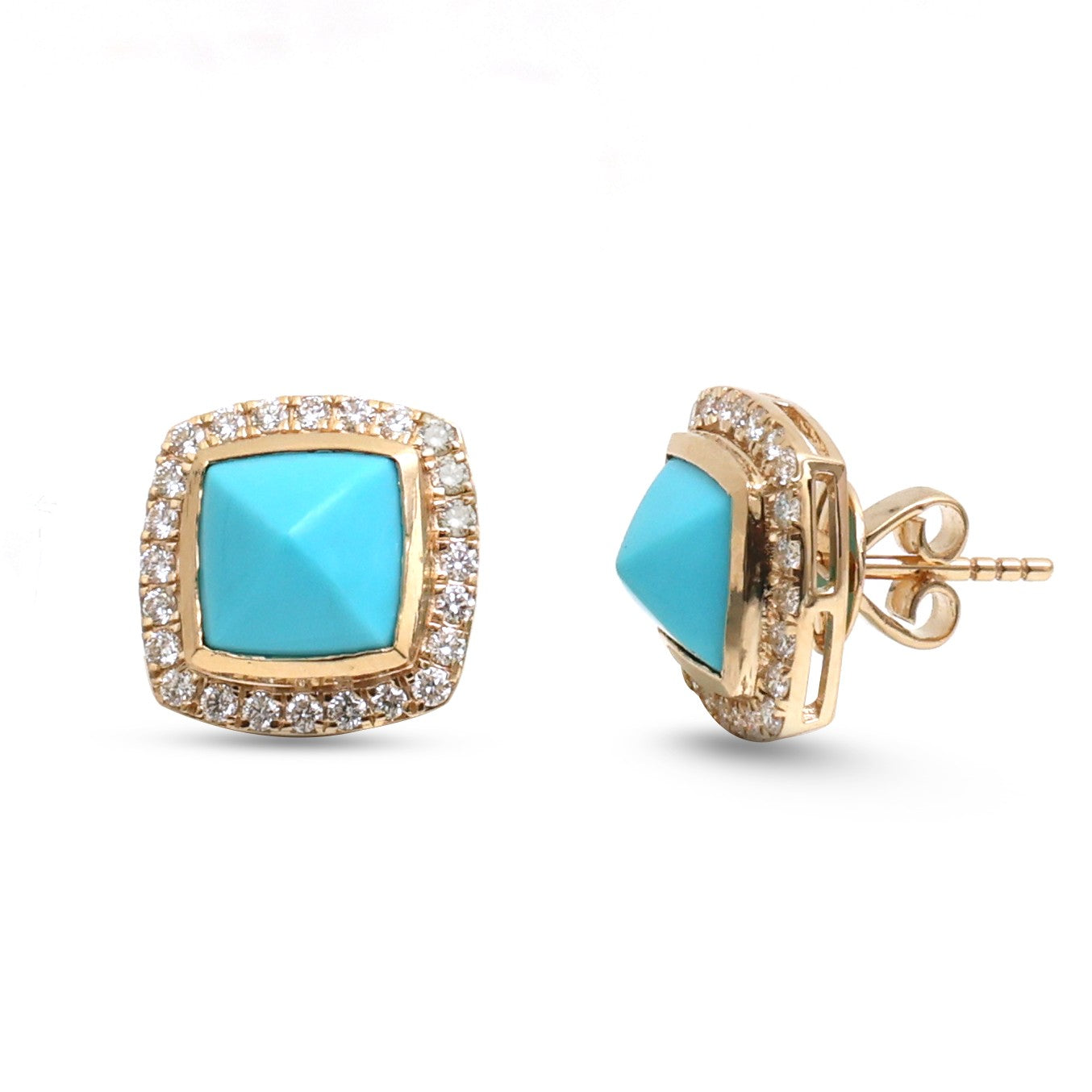 JPERG-4665/13255 Turquoise Diamond Earring | 14K