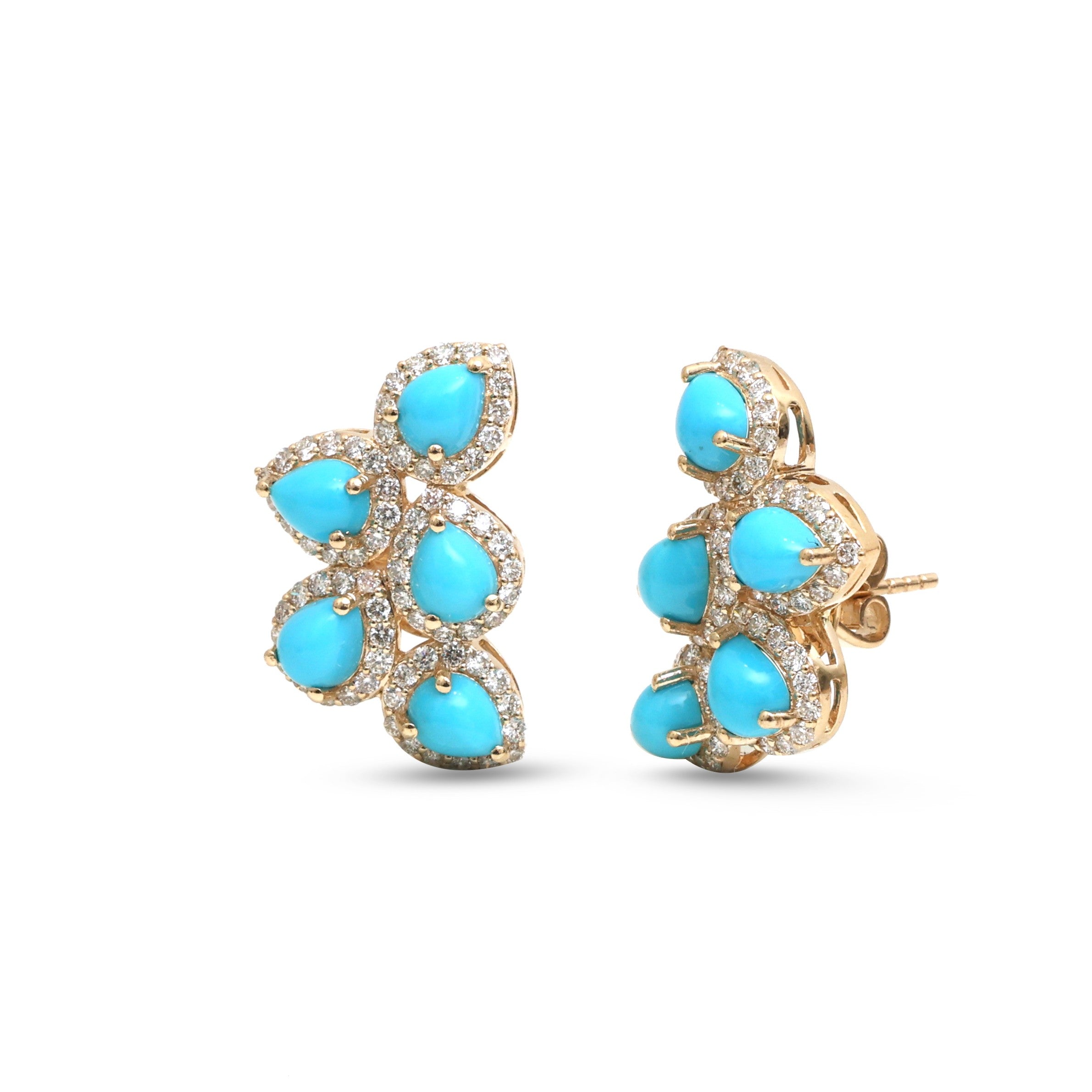 JPERG-4667/13257 Turquoise Diamond Earring | 14K