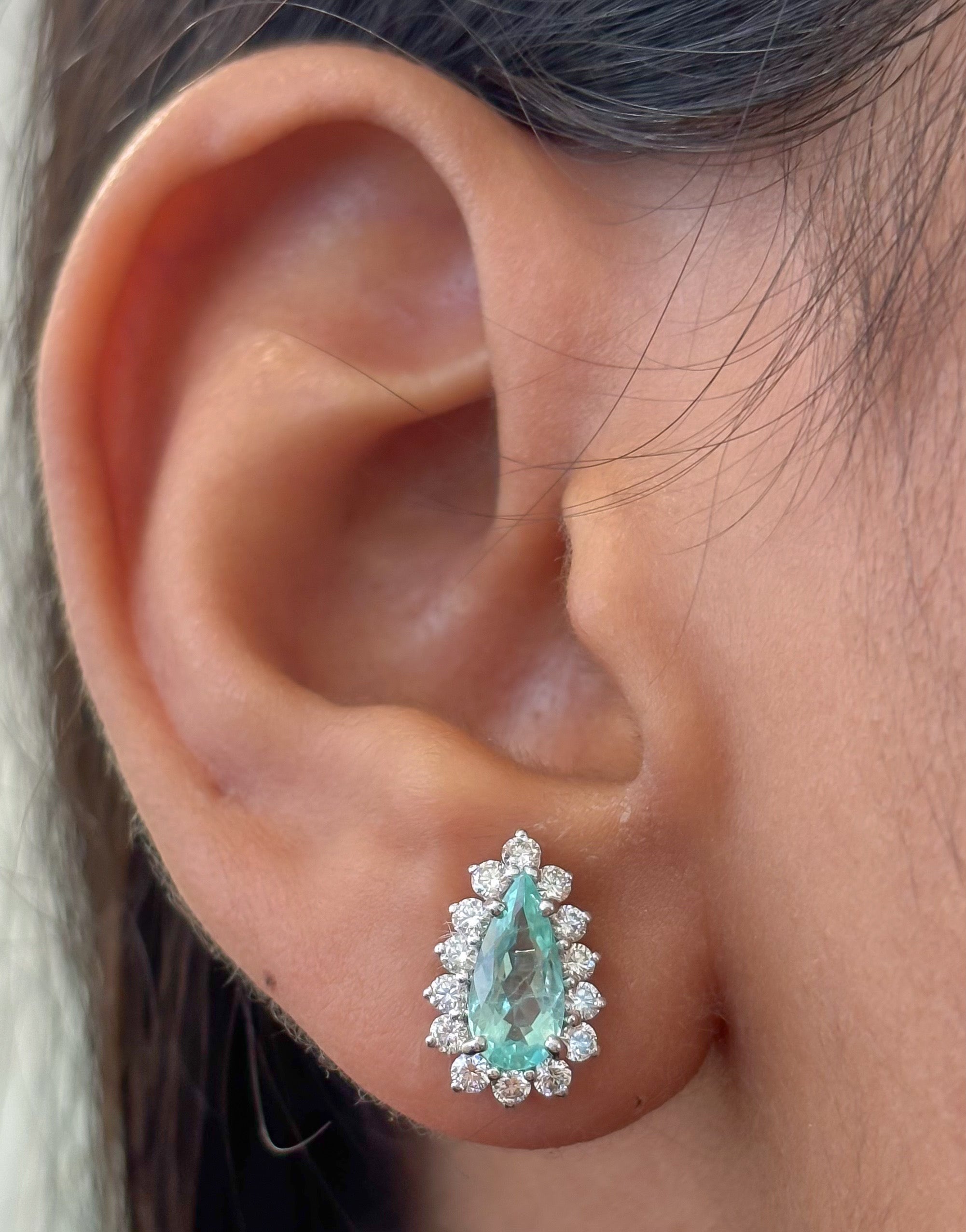 JPERG-4668/13258 Paraiba Tourmaline Diamond Earring | 18K