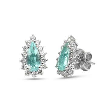 JPERG-4668/13258 Paraiba Tourmaline Diamond Earring | 18K