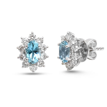 JPERG-4670/13260 Aquamarine Diamond Earring | 14K