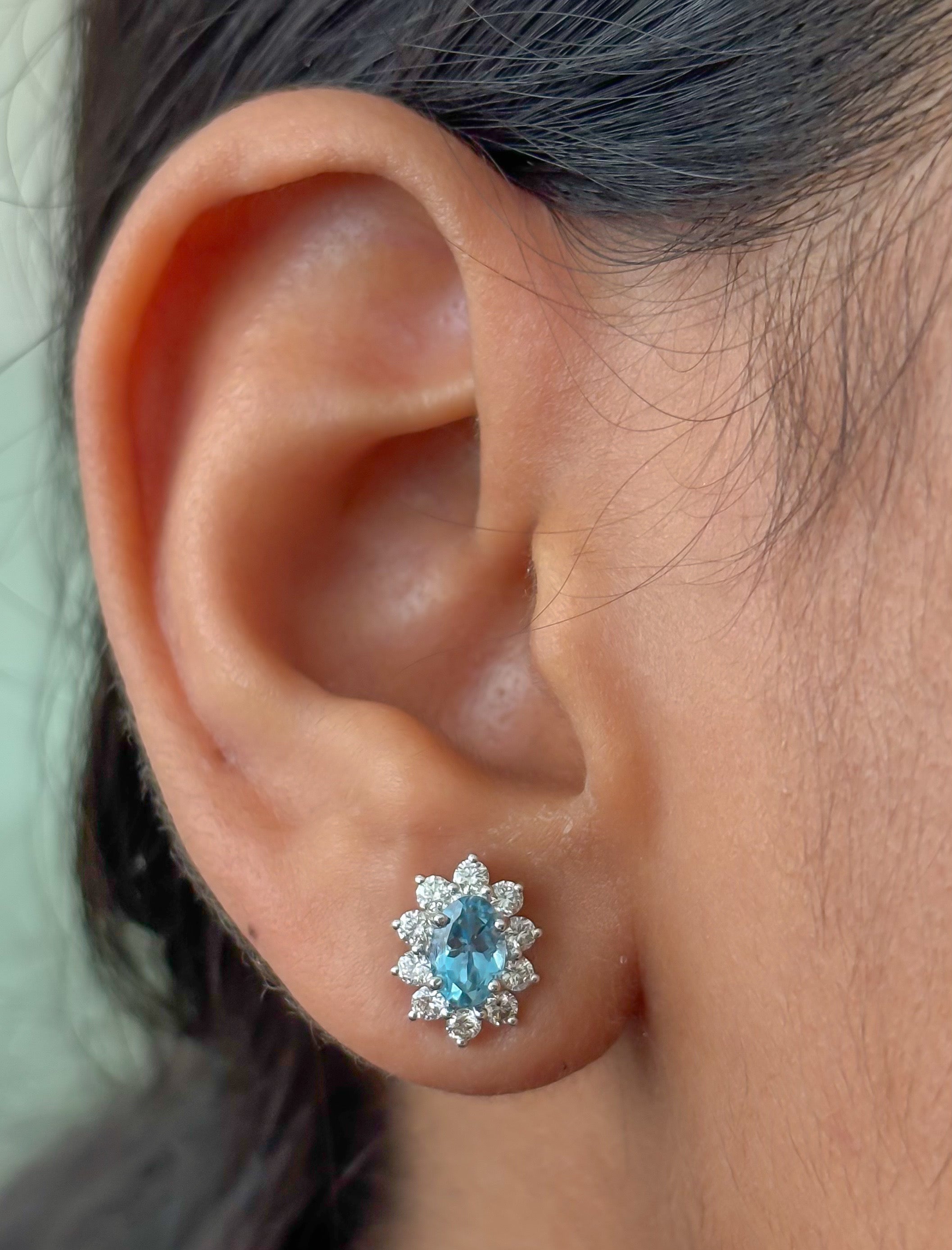 JPERG-4671/13261 Aquamarine Diamond Earring | 14K
