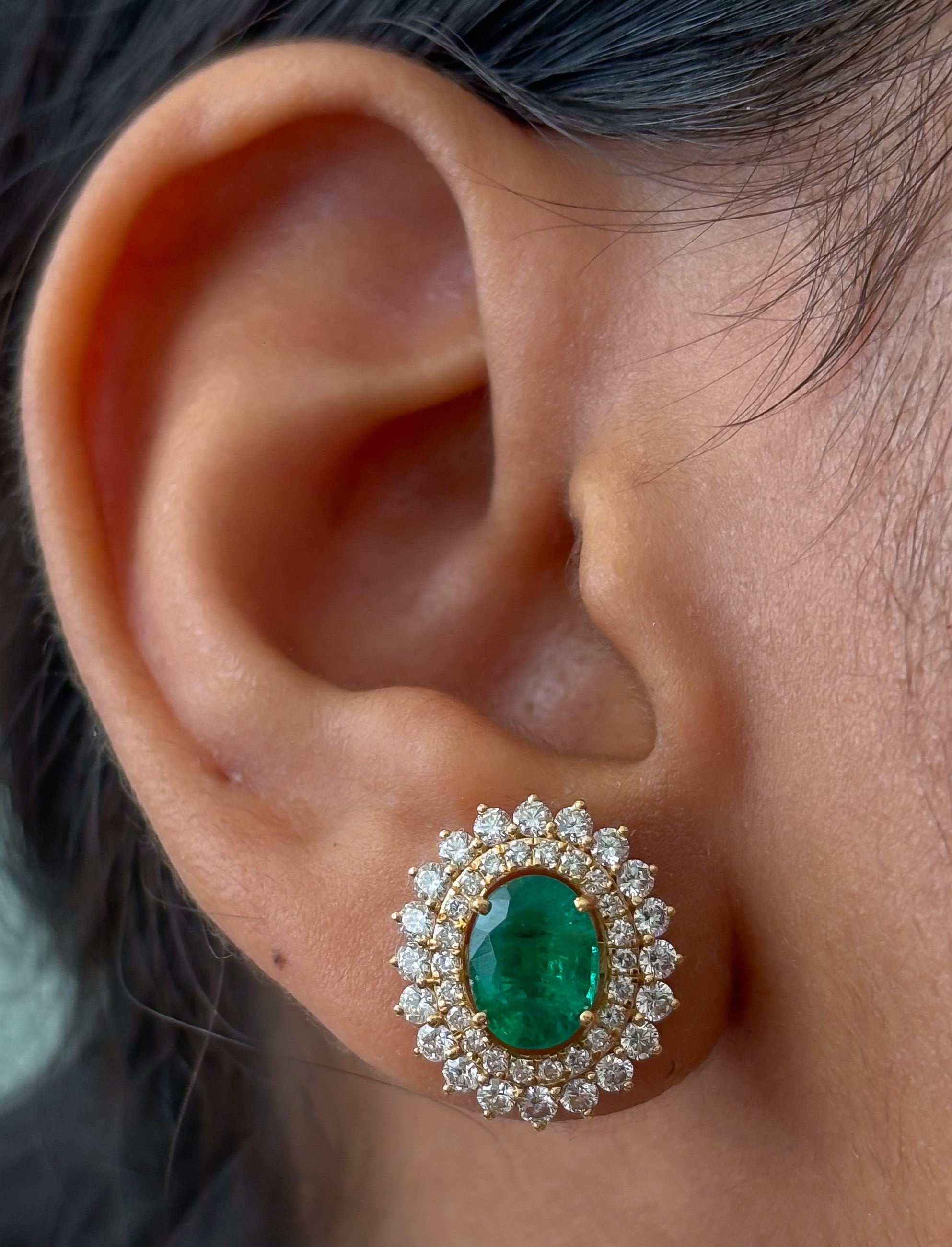 JPERG-4675/13283 Emerald Diamond Earring | 18K