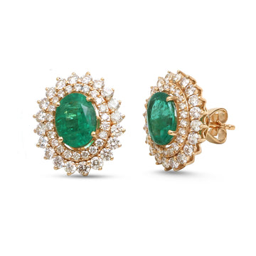 JPERG-4675/13283 Emerald Diamond Earring | 18K