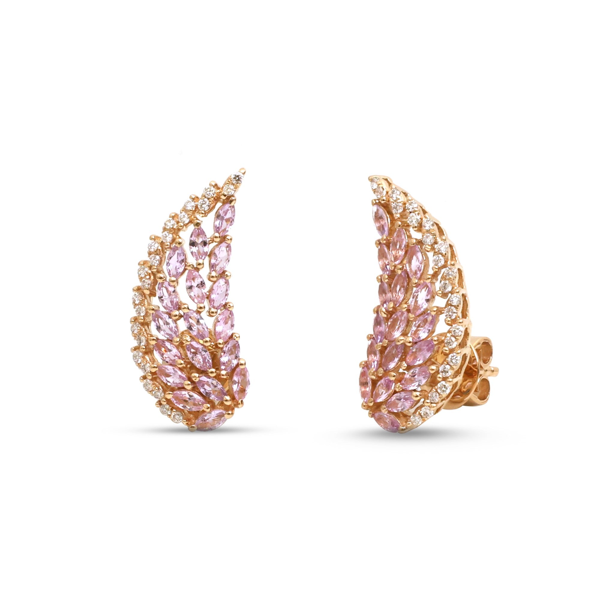 JPERG-4678/13286 Pink Sapphire Diamond Earring | 18K