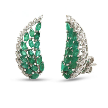 JPERG-4679/13287 Emerald Diamond Earring | 18K