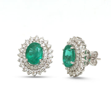 JPERG-4681/13289 Emerald Diamond Earring | 18K