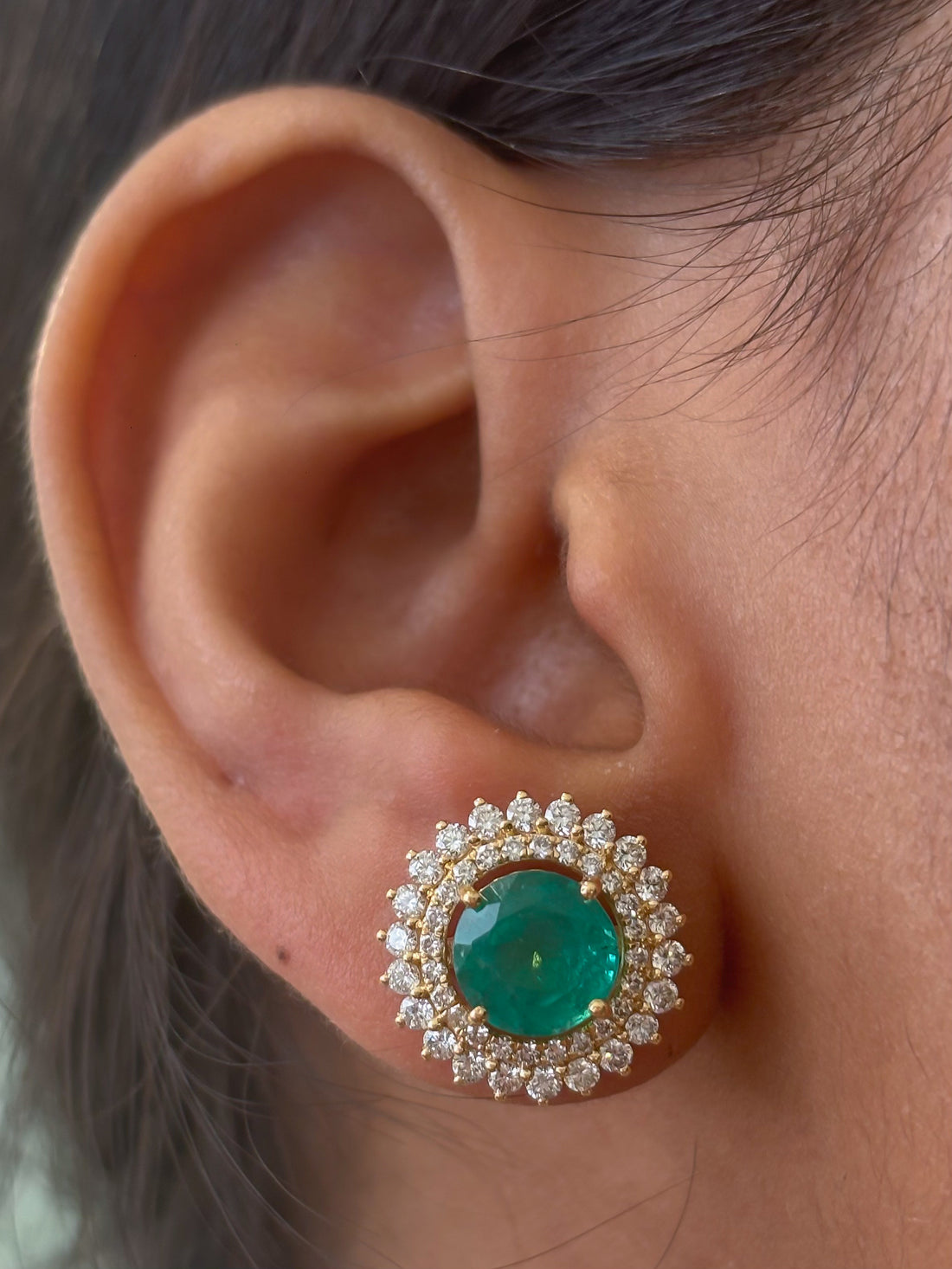 JPERG-4683/13291 Emerald Diamond Earring | 18K