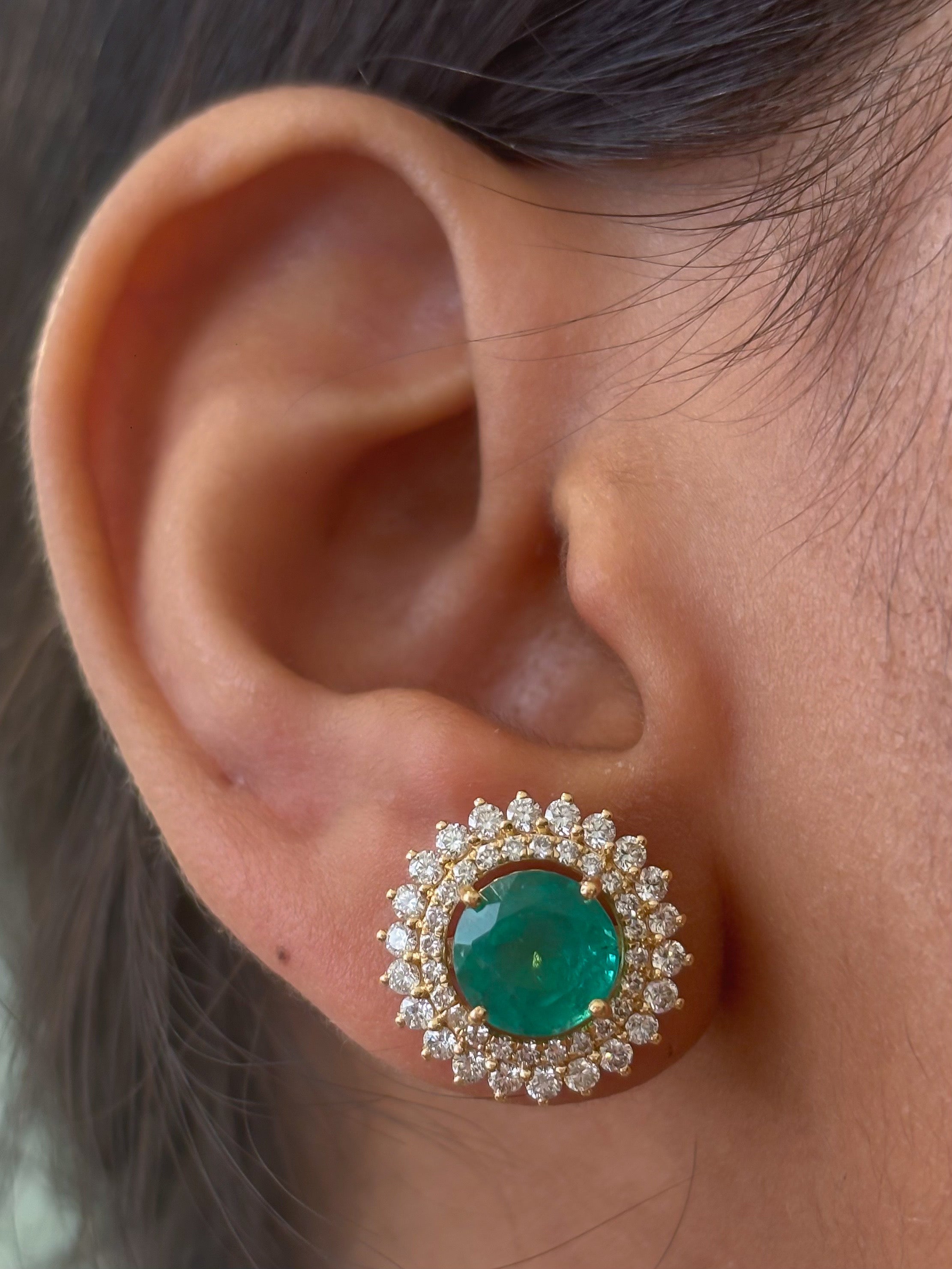 JPERG-4683/13291 Emerald Diamond Earring | 18K