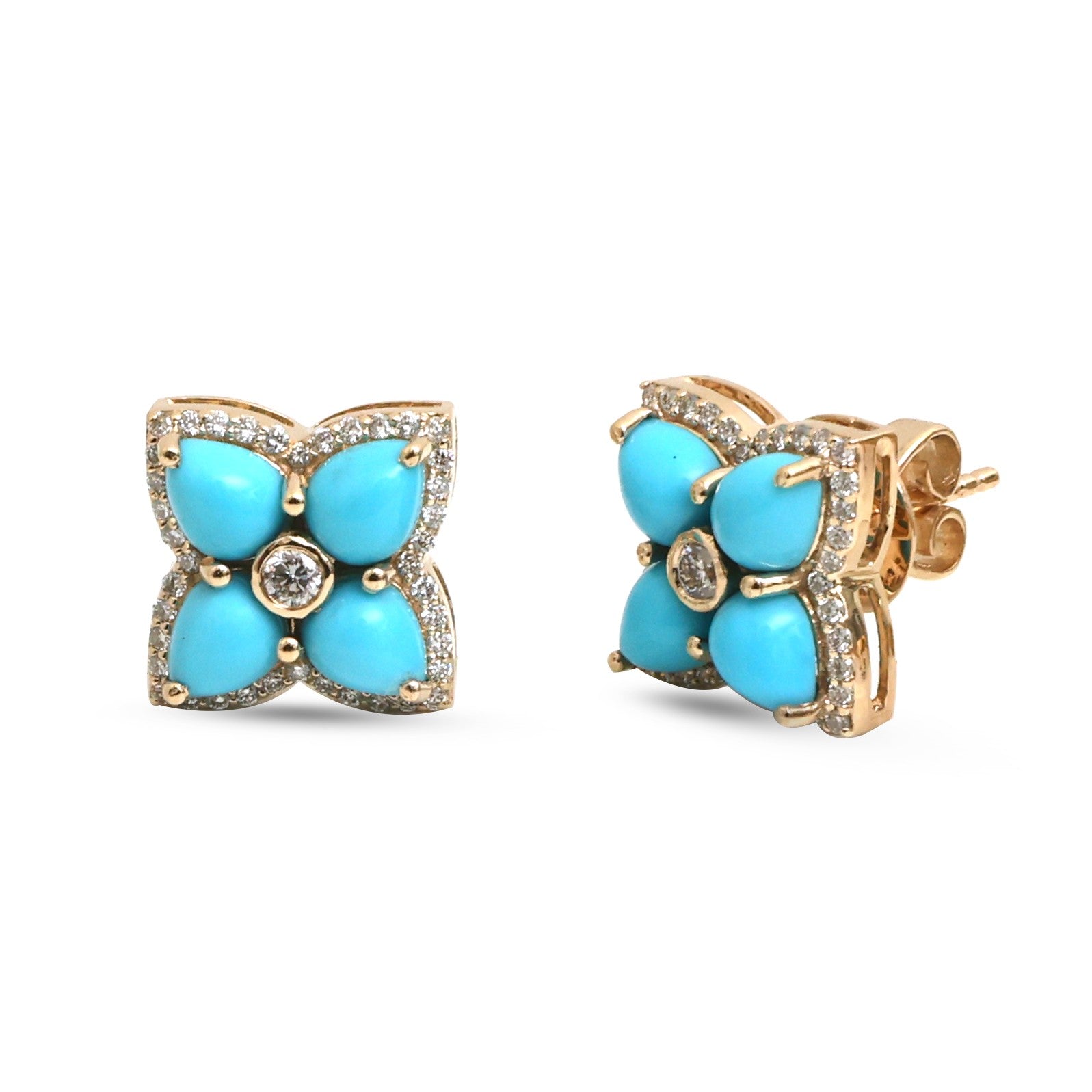 JPERG-4688/13348 Turquoise Diamond Earring | 14K
