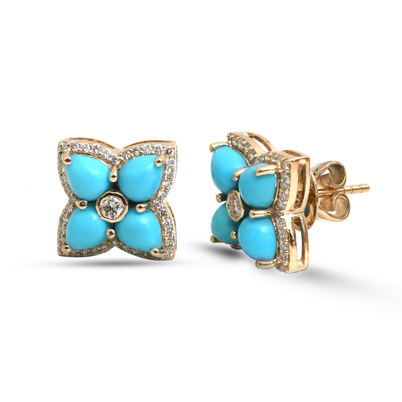 JPERG-4689/13351 Turquoise Diamond Earring | 14K