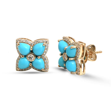 JPERG-4689/13351 Turquoise Diamond Earring | 14K
