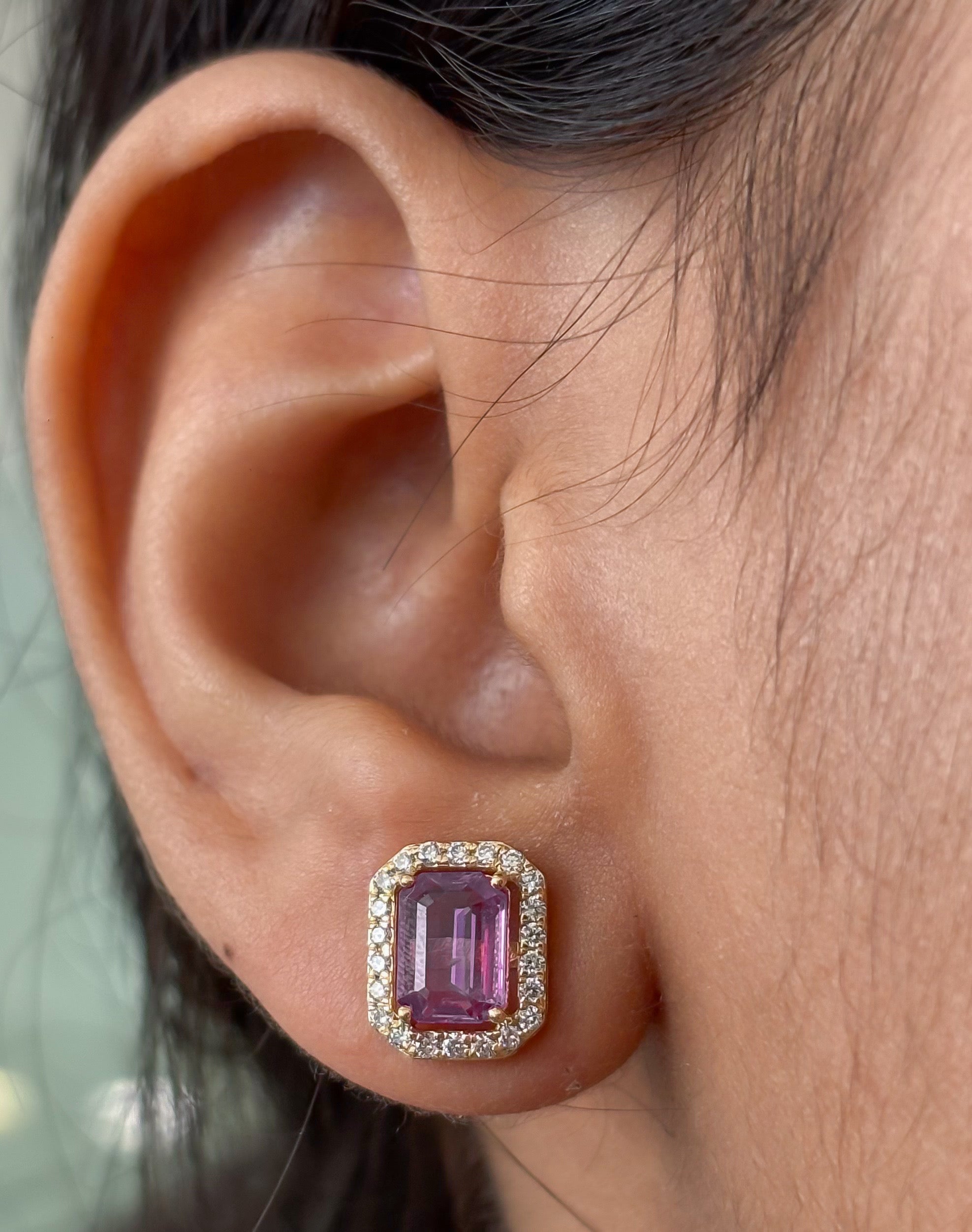 JPERG-4690/13353 Pink Sapphire Diamond Earring | 18K