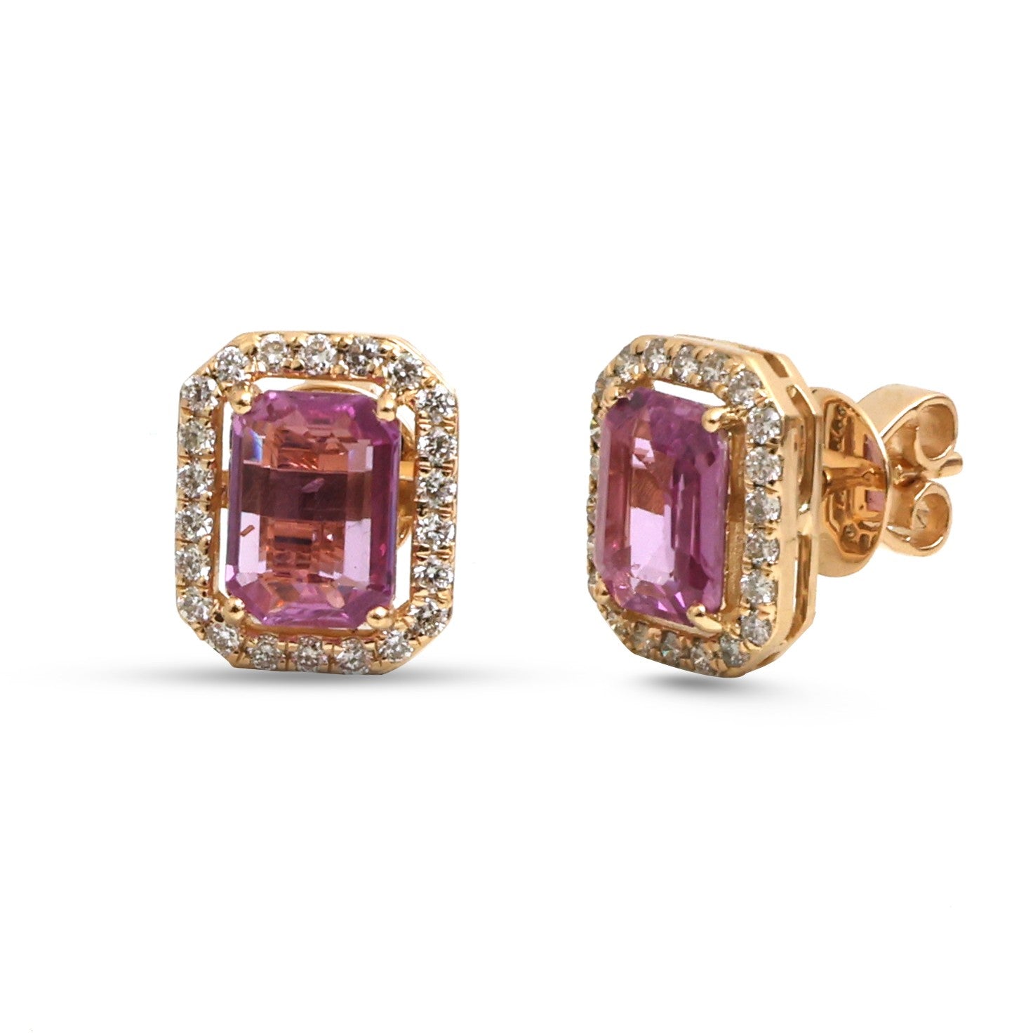 JPERG-4690/13353 Pink Sapphire Diamond Earring | 18K