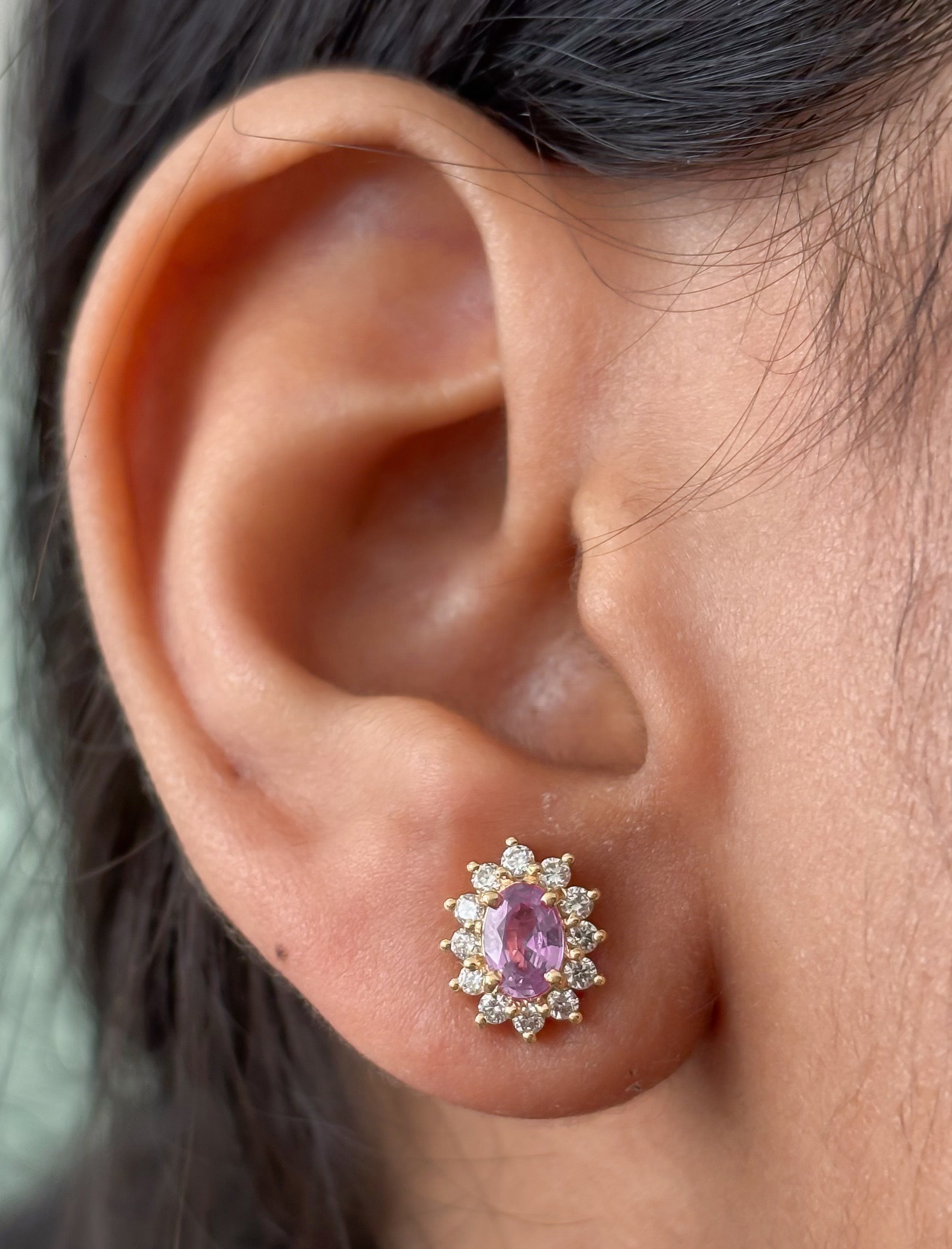 JPERG-4691/13355 Pink Sapphire Diamond Earring | 18K