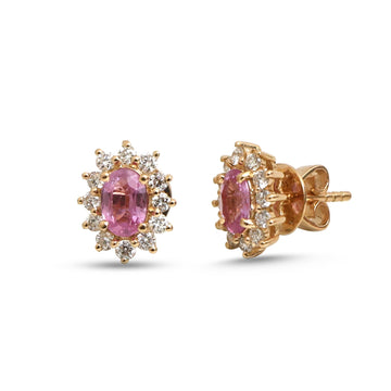 JPERG-4691/13355 Pink Sapphire Diamond Earring | 18K