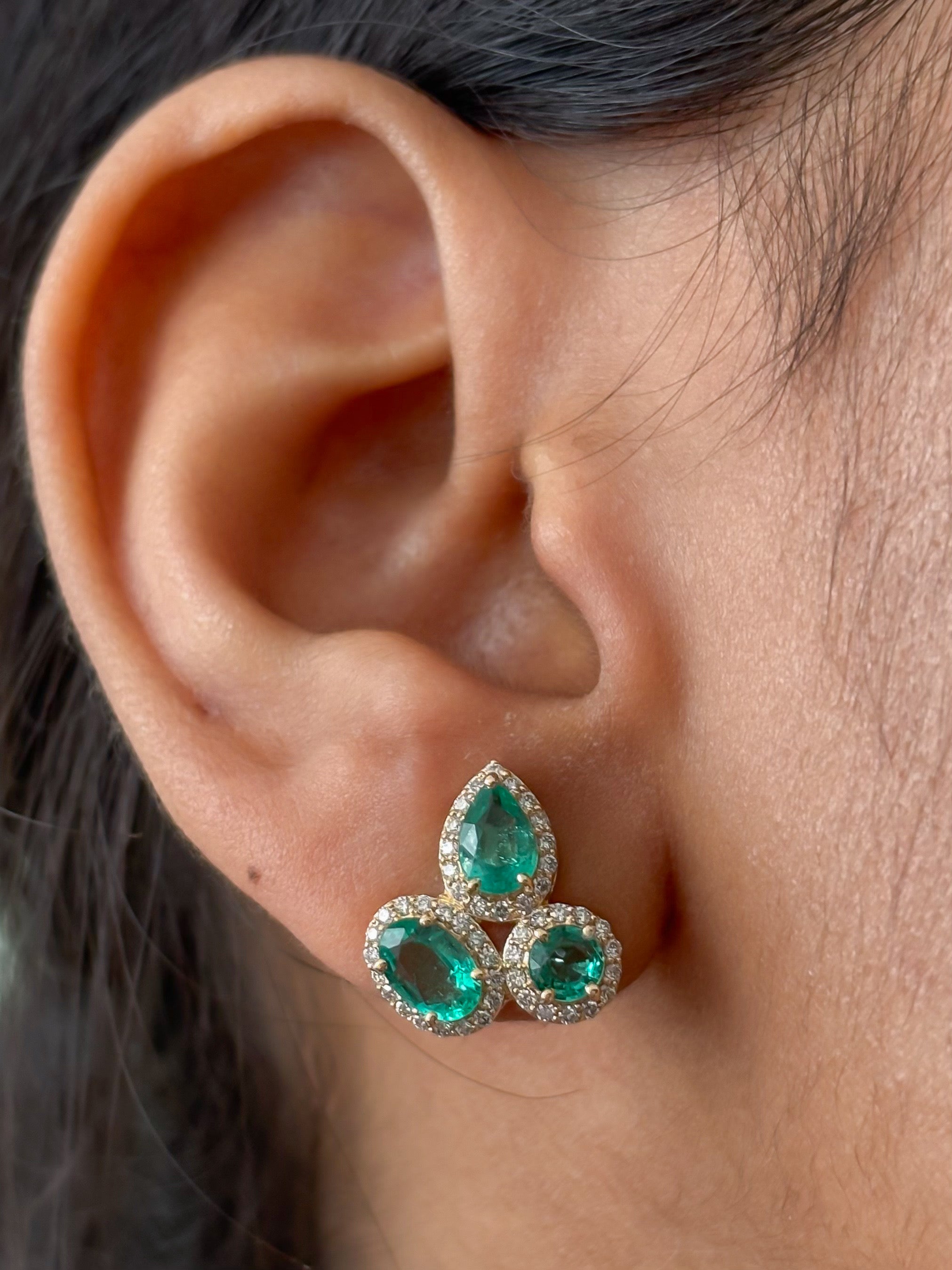JPERG-4693/13365 Emerald Diamond Earring | 14K