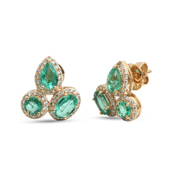 JPERG-4693/13365 Emerald Diamond Earring | 14K