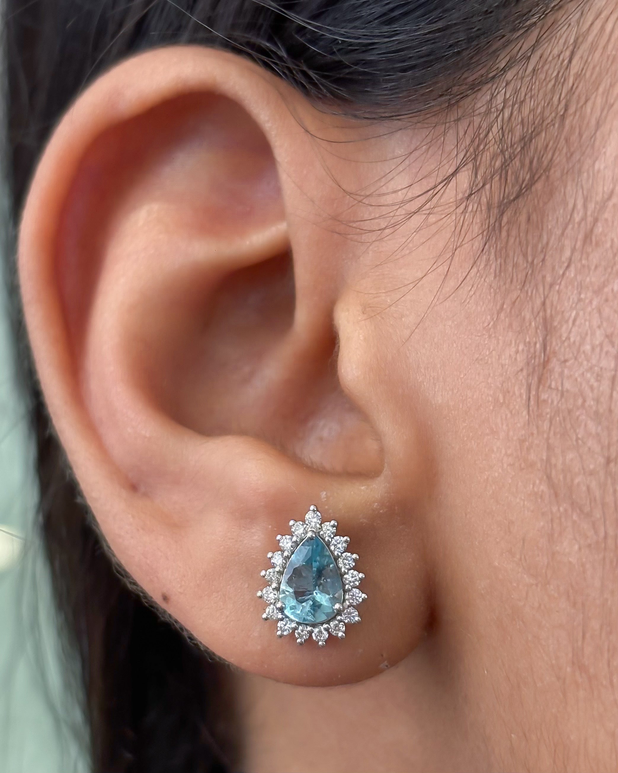 JPERG-4694/13367 Diamond Aquamarine Earring | 14K