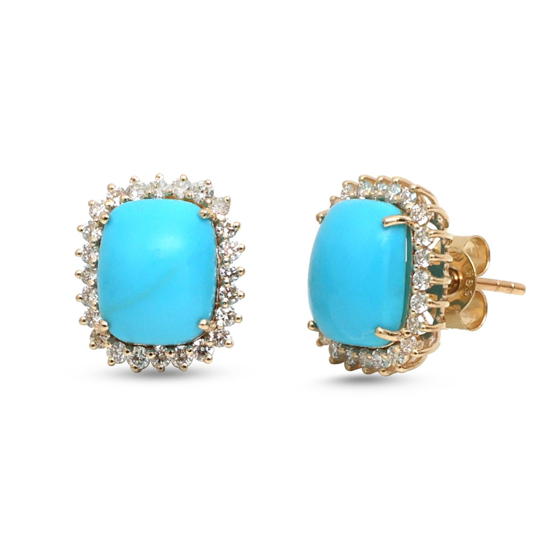 JPERG-4703/13378 Diamond Turquoise Earring | 14K
