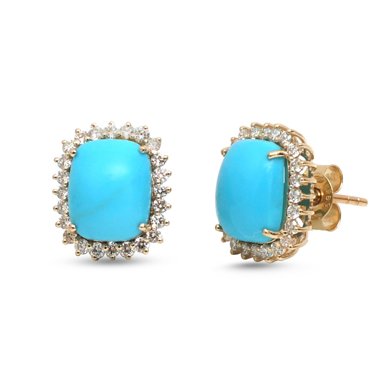 JPERG-4703/13378 Diamond Turquoise Earring | 14K