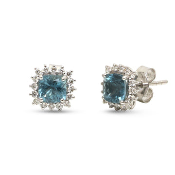 JPERG-4704/13379 Diamond Aquamarine Earring | 14K