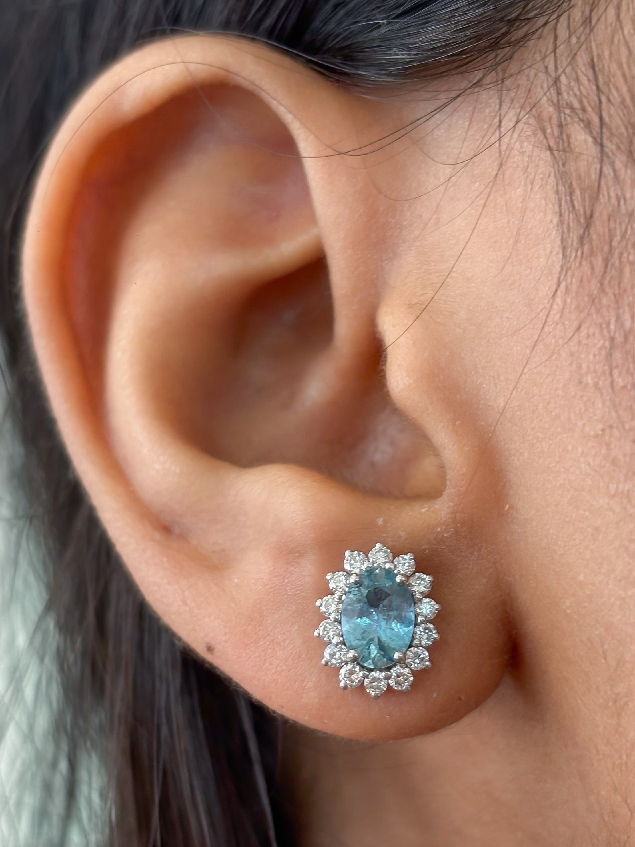 JPERG-4705/13380 Diamond Aquamarine Earring | 14K